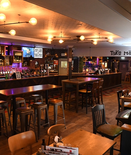 interior restaurant and seating with bar