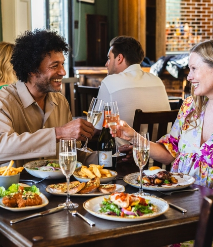 A couple enjoying a meal together