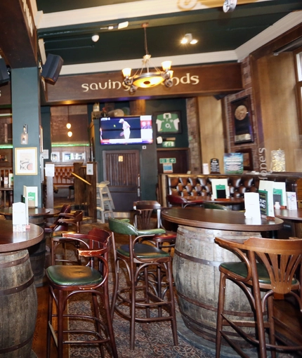 Interior seating area in a pub restaurant