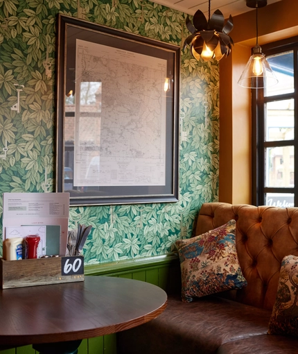 Restaurant seating area in a pub hotel