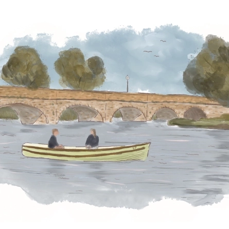 A illustration of the river Avon in Stratford Up On Avon.