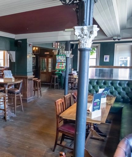 Internal seating area in a pub restaurant