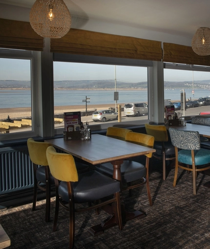 Interior seating and restaurant area.