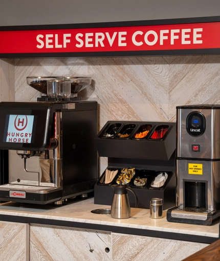 The self serve coffee machine inside The Parsonage in Leigh.
