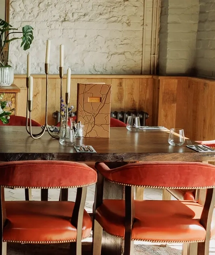 Internal dining area with seats.