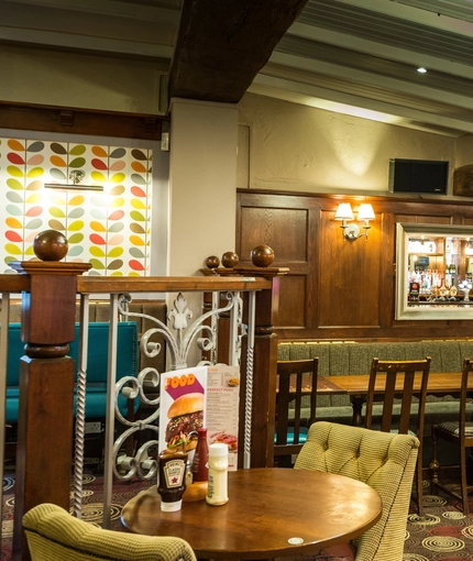 interior of the restaurant with seating area