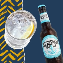 A glass of gin and a bottle of Ice Breaker