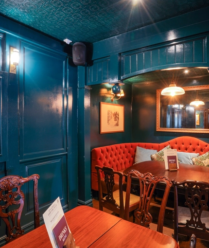 Interior seating area in a pub restaurant
