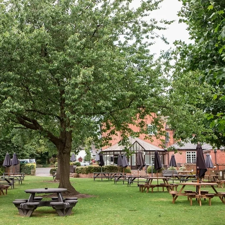 The beer garden of The Castle Hotel.