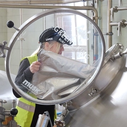 Agnieszka working in the brewery.