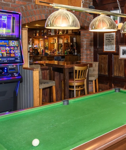 interior of the pub with pool table