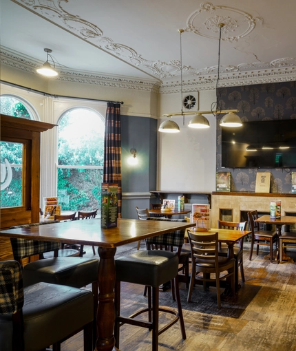 interior of the restaurant with seating area