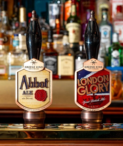 An image of the interior bar focusing on the pump taps at The Lucas Arms.