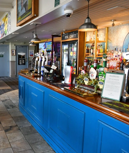 interior seating area and bar