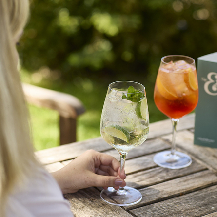An exterior shot of people enjoying Spritz in a beer garden at a Chef & Brewer venue.