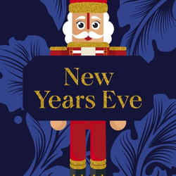 A promo square banner featuring a Christmas Nutcracker figure behind the wording "New Years Eve" to advertise Christmas events at Chef & Brewer venues.
