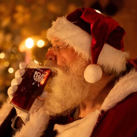 Santa drinking a Greene King IPA