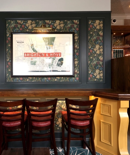 An interior shot of the seating area at The Palmeira in Hove.