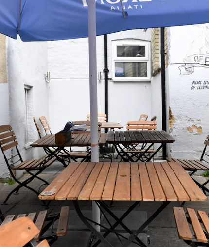 Beer garden outside of a pub