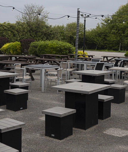 Beer garden outside of a pub