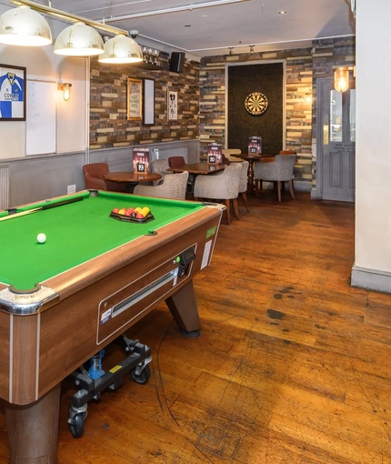 interior seating area with pool table
