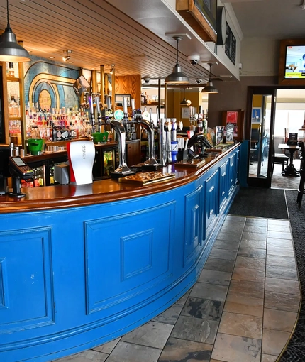 interior seating area and bar