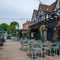 The exterior beer garden and seating area at the Tudor Arms.