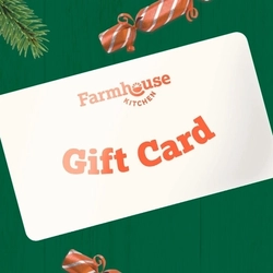 A graphic promoting gift cards at Farmhouse Kitchen.