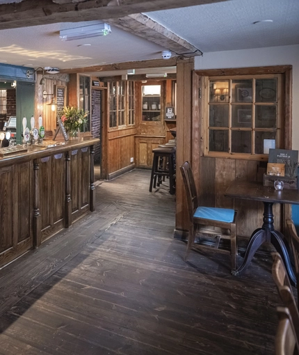 The bar at the Rothley Court Hotel.