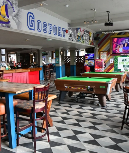 interior seating area and pool table