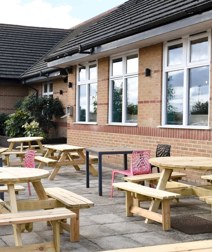 Beer garden outside of a pub