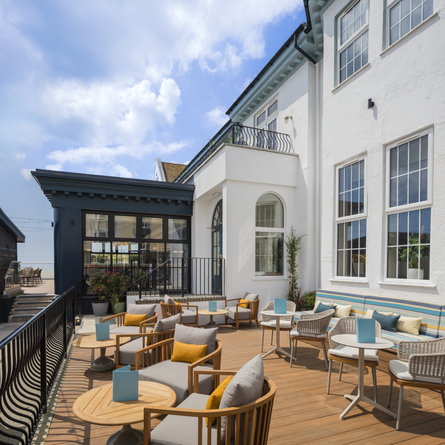 The beer garden at the White Horses.