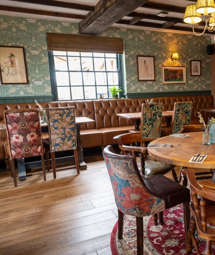 Interior seating area at the Horse and Groom in Essex.
