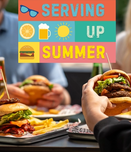 A graphic promoting weekday deals at Flaming Grill this summer.