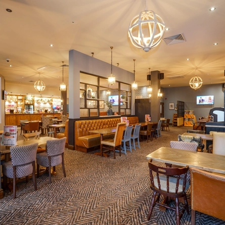 The interior restaurant seating area at The Seahorse.