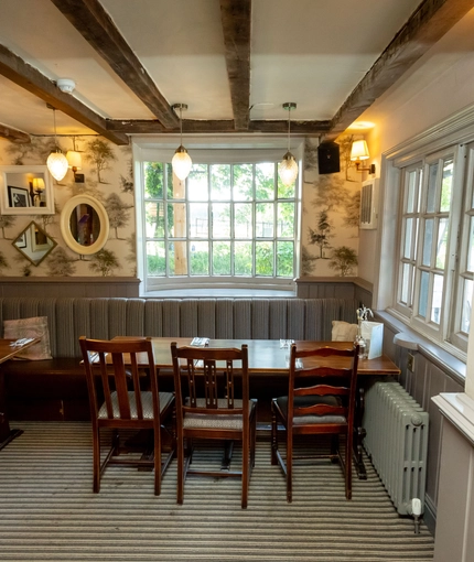 Internal seating area in a pub restaurant