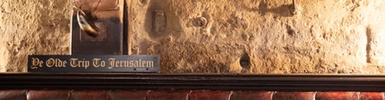 Interior seating at Ye Olde Trip to Jerusalem.