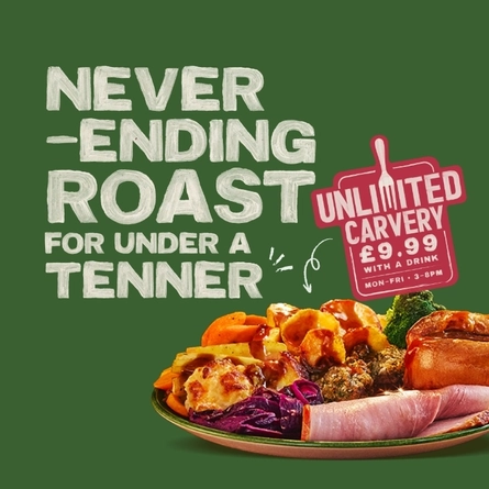 Unlimited carvery for £9.99