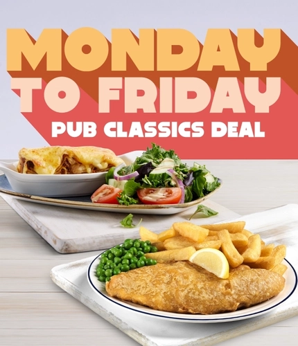 A graphic promoting deals at Hungry Horse.