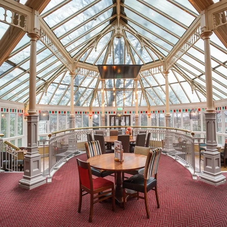 interior of the restaurant and seating area