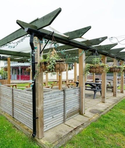 Beer garden outside of a pub