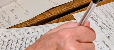 A quiz sheet being filled in.