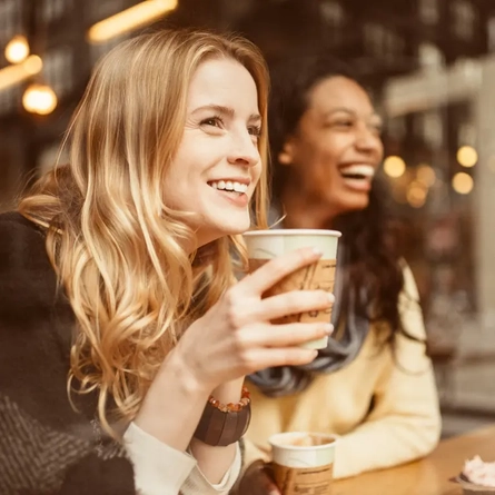 A woman drinking coffee