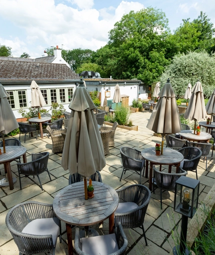 Beer garden outside of a pub