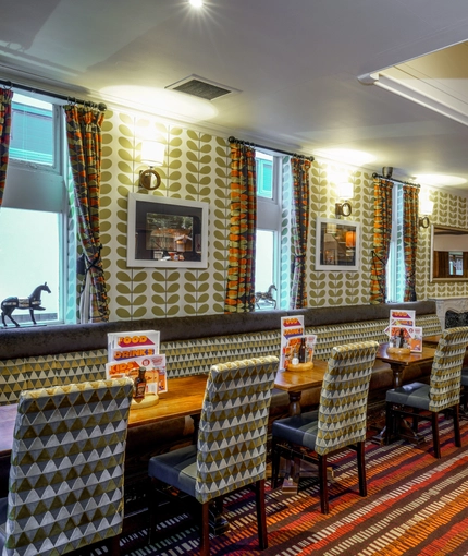 interior of the restaurant with seating area