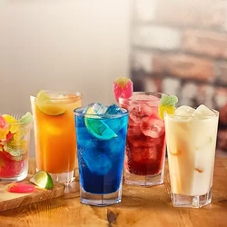 Some cocktails on a table.