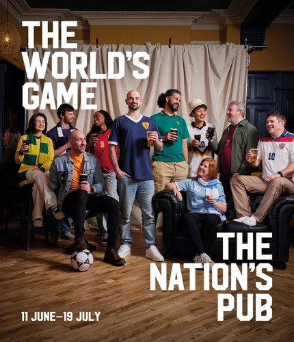 A banner promoting the Football World Cup at selected Greene King venues.