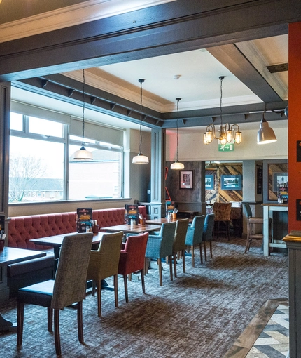interior of the restaurant with seating area