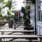 Exterior beer garden of a pub with a seating area.