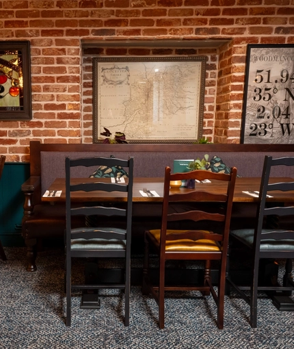 The interior restaurant and seating area at the Apple Tree.
